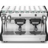This image is a front view of the Rancilio Classe 5 S | Anthracite Black | 2 Group Traditional Height | Semi-Automatic